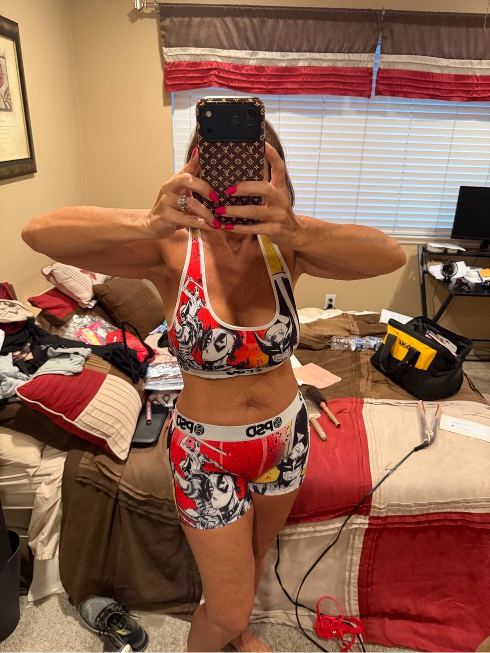 PSD Red Graphic Scoop Sports Bra & Boxer Set